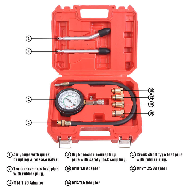 Winmax Automotive Motorcycles Petrol Engine Compression Cylinder Tester Kit& Engine Testing Kit