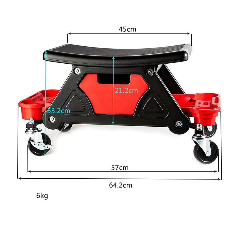 Winmax Car Workshop Equipment Heavy Duty Premium Car Detailing Rolling Creeper Seat With Extra Storage Trays