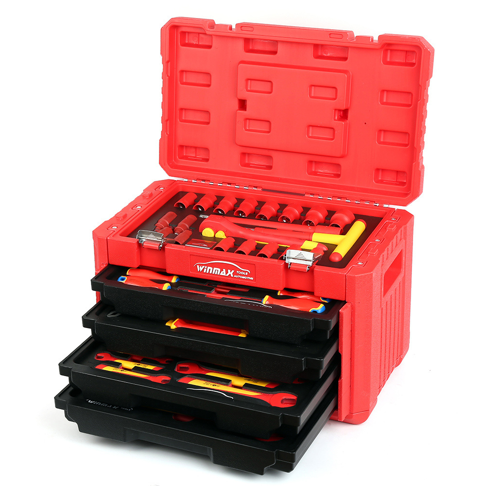 Winmax New design HDPE Plastic 4 Drawer BMC Tool Box with Corner Protectors