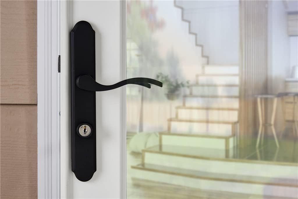 Mortise Keyed Lever Mount Latch with Deadbolt for Screen and Storm Doors,storm door handle ,Matte Black