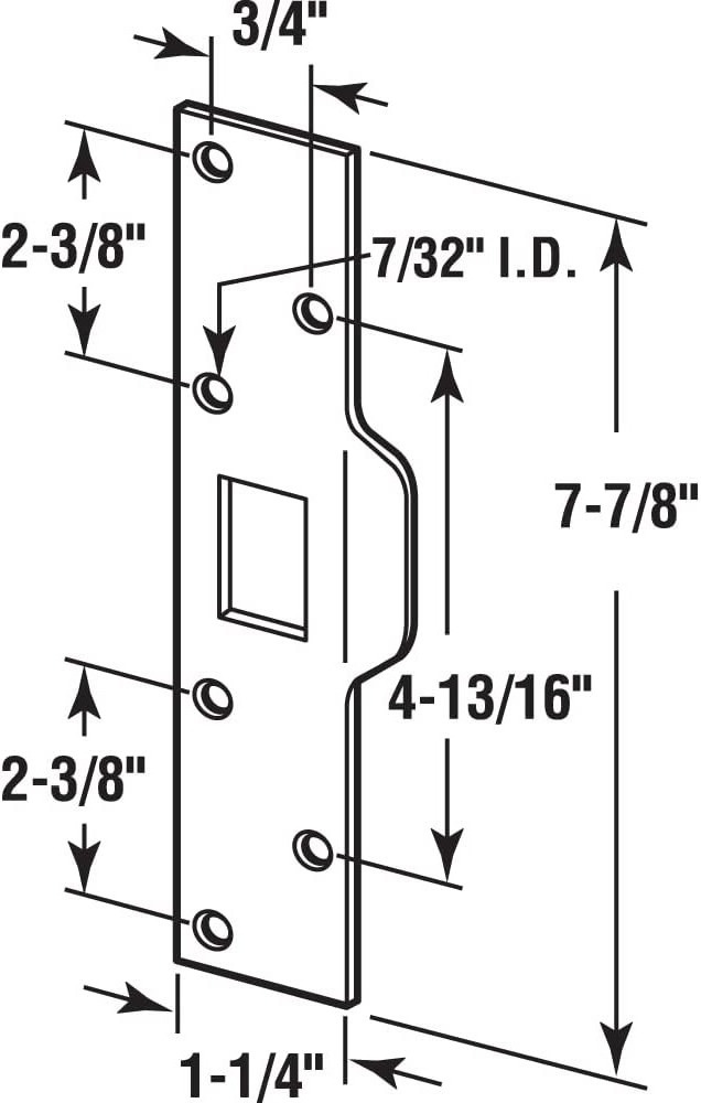 1-3/8 inch x 9 inch Thick Stainless Steel, 2-1/8 in Lock and Door Reinforcement, 1-3/8