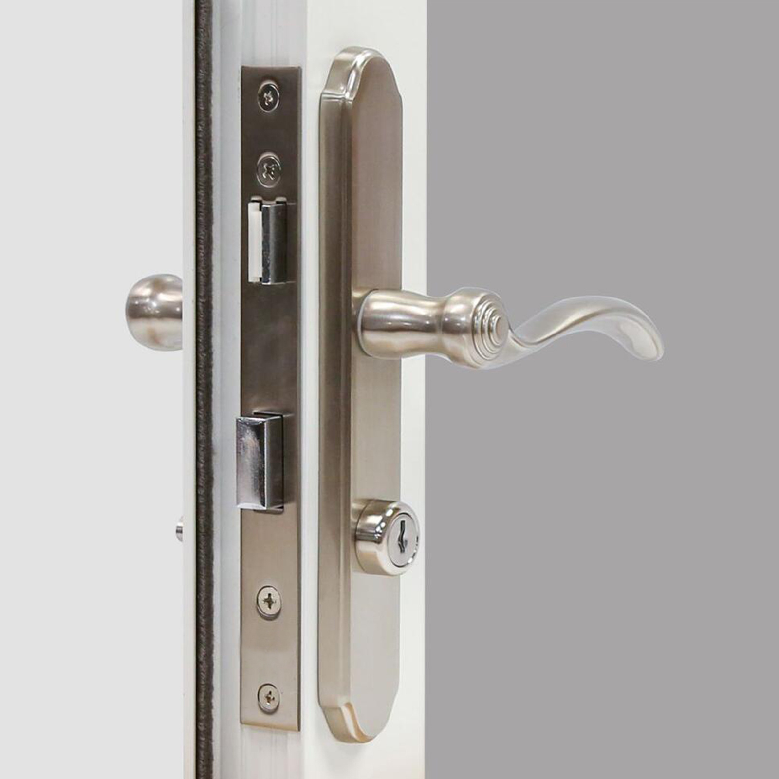 Storm Door Reversible Mortise Lock Latch with Keyed Lever Handles Set (Aged Bronze) Bored 5/8-in by 5-3/4-in Mortised Hole