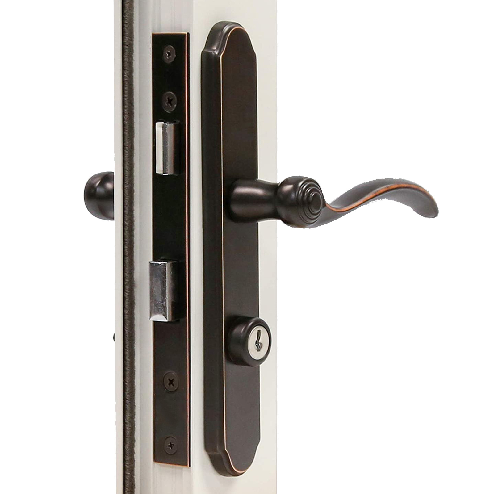 Storm Door Handle Reversible Mortise Lock Latch with Keyed Lever Handles Set