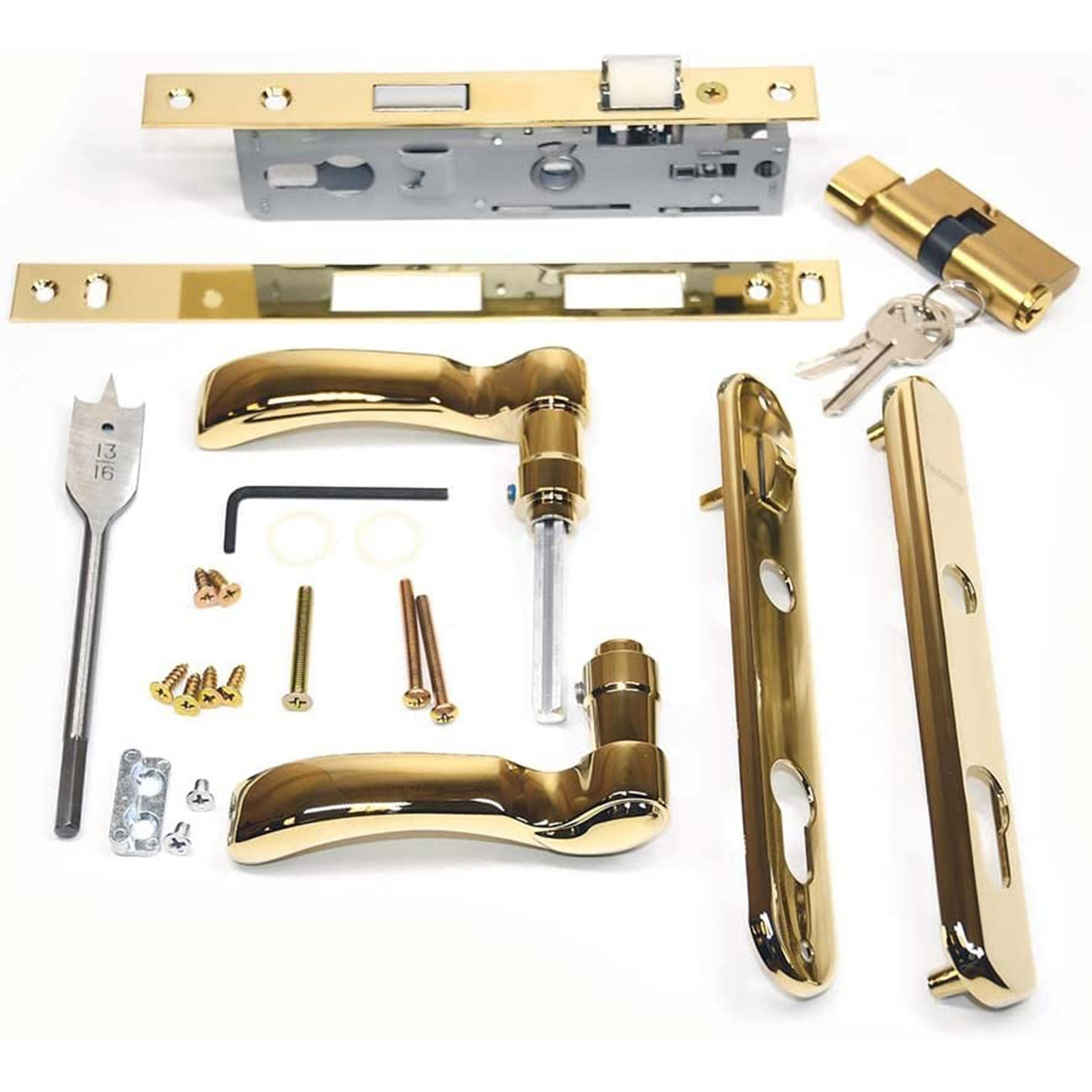 Storm Door Handle Assembly for Storm Doors in Brass Finish Contemporary Style 2004 to Present