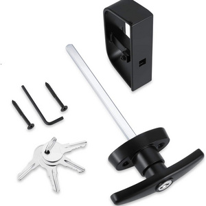 Shed Door Latch T-Handle Lock Kit with 4 Keys,Storage Barn Shed Door Hardware Lock Set