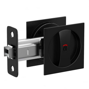 Round Pocket Door Lock with Color Coded Indicators, Privacy (Bed/Bath) Latch, Flush, Large Locking Lever, 2-3/8" Backset