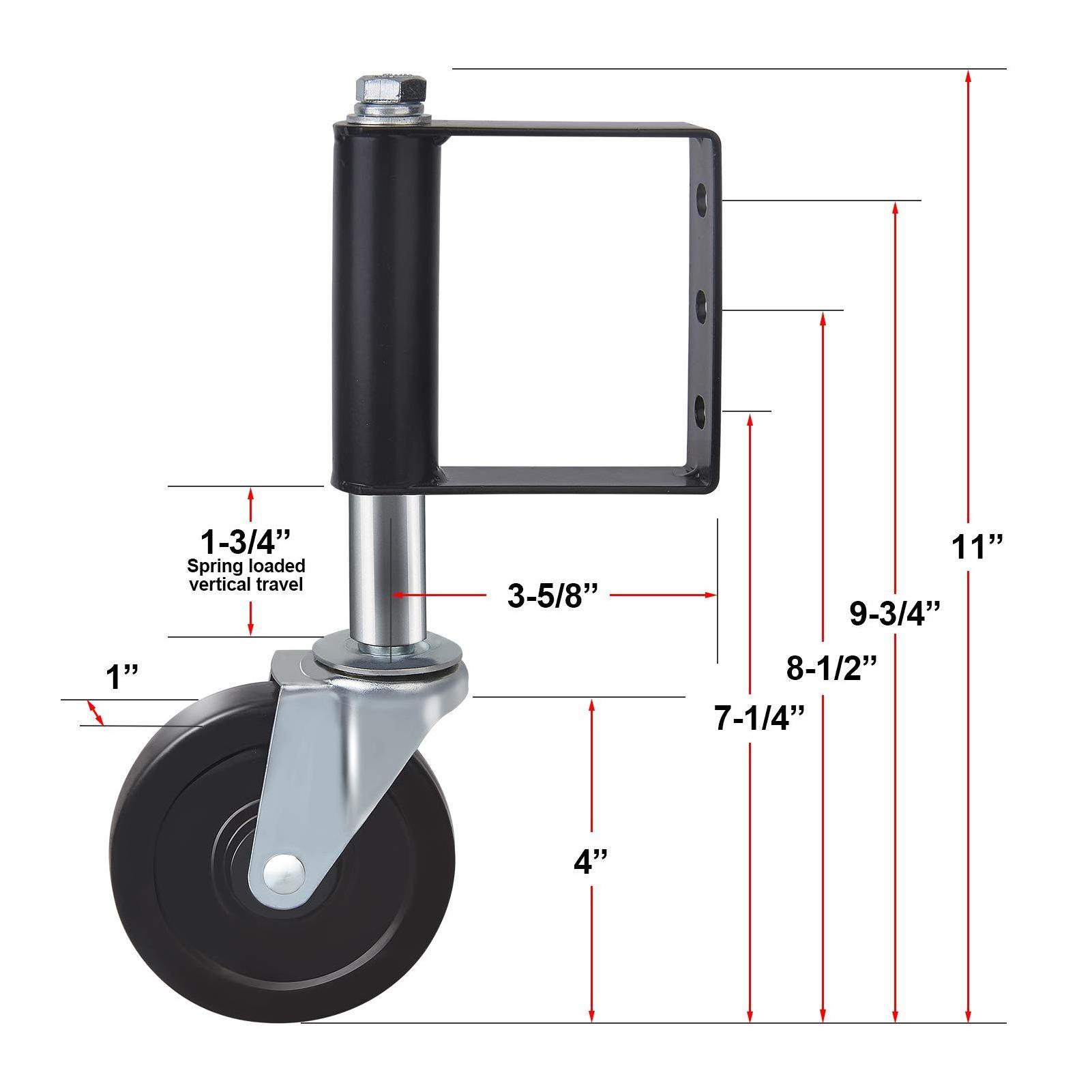 Gate Wheels for Wooden Gate, Spring Loaded Gate Caster Heavy Duty for Metal Tube Swing Gate, Small Fence Gate Support Wheel