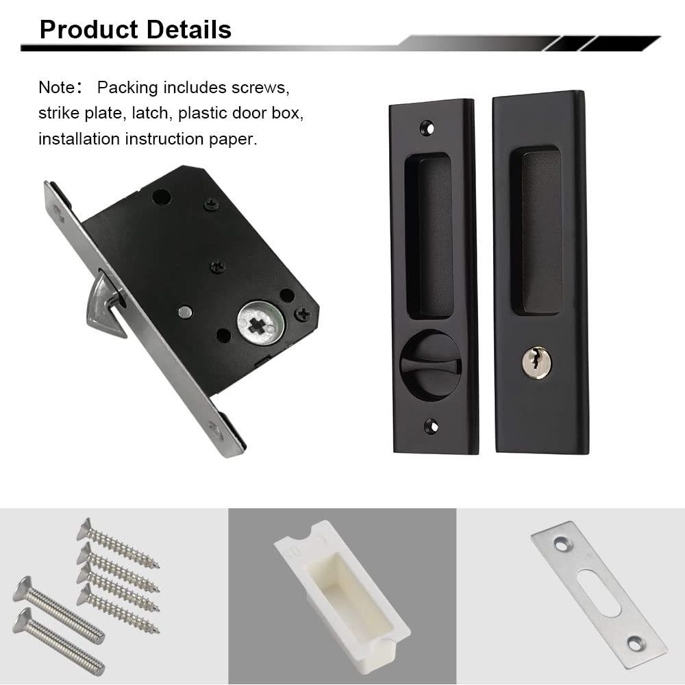 Hardware Sliding Door Handle for Bath, Barn Door Flush Handle, Pocket Door Lock