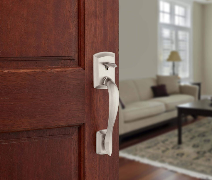 Front Door Handle No Lock, Entry Handle set Exterior with Interior Reversible Handed Lever