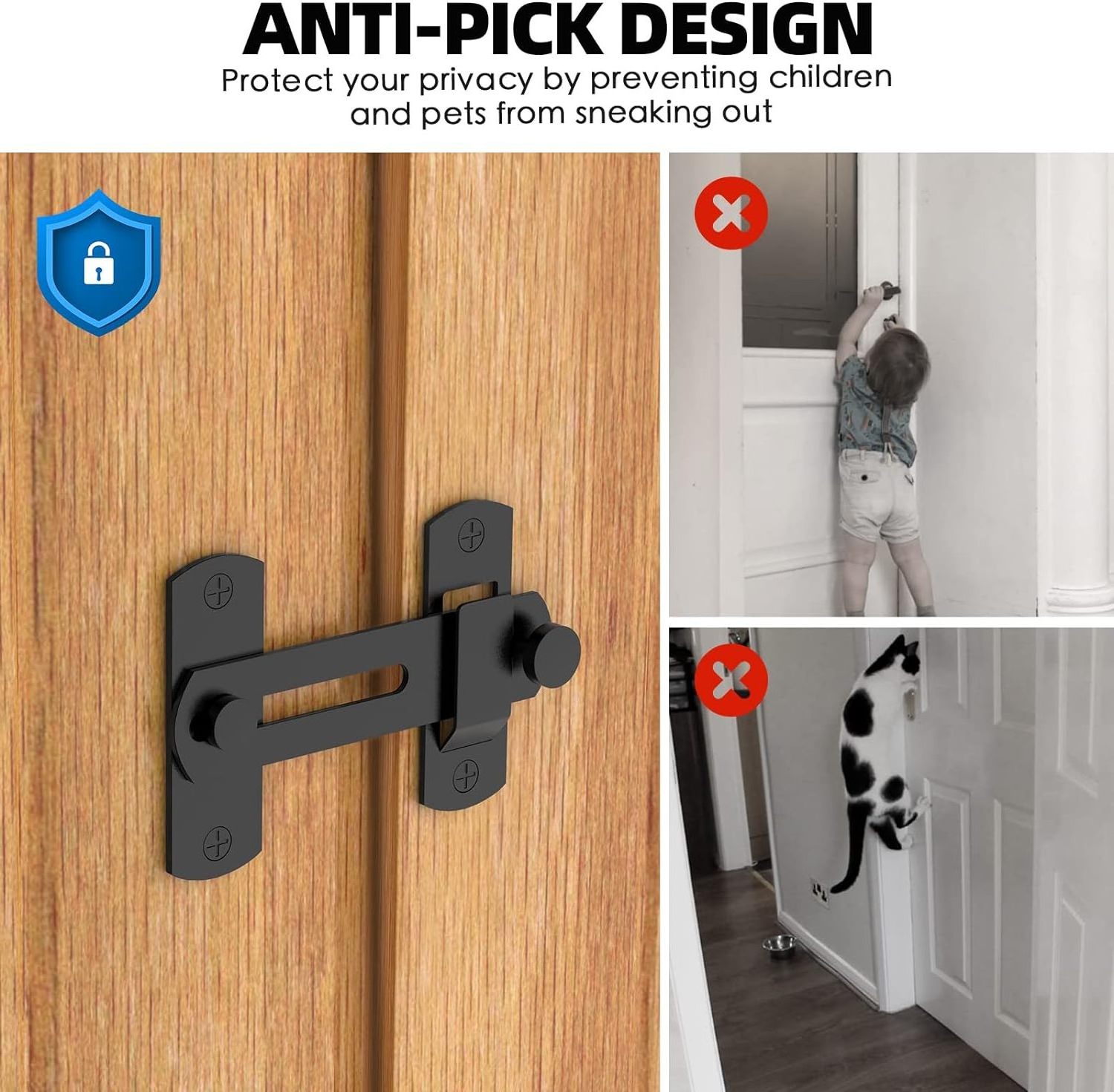 180 Degree Flip Sliding Barn Door Lock for Privacy - Safe barn Door Locks and latch