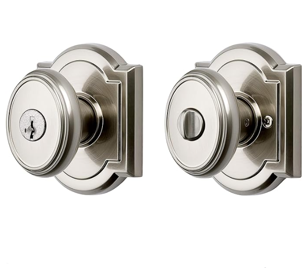 Entry Door Knob Handle with Keyed Lock Featuring SmartKey Re-key Technology-in Satin Nickel