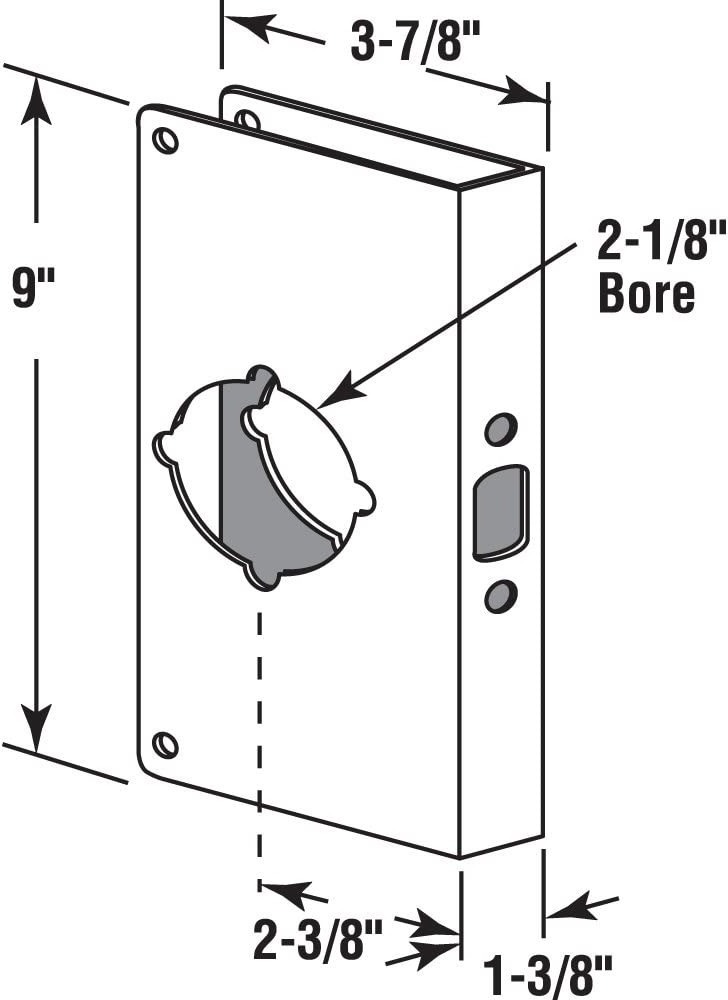 1-3/8 inch x 9 inch Thick Stainless Steel, 2-1/8 in Lock and Door Reinforcement, 1-3/8