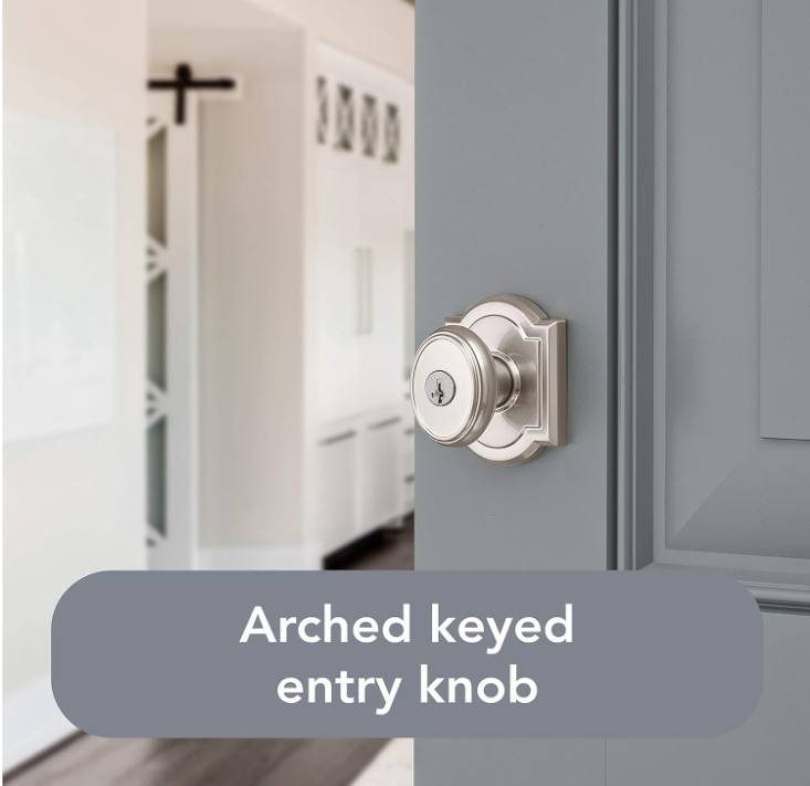 Entry Door Knob Handle with Keyed Lock Featuring SmartKey Re-key Technology-in Satin Nickel