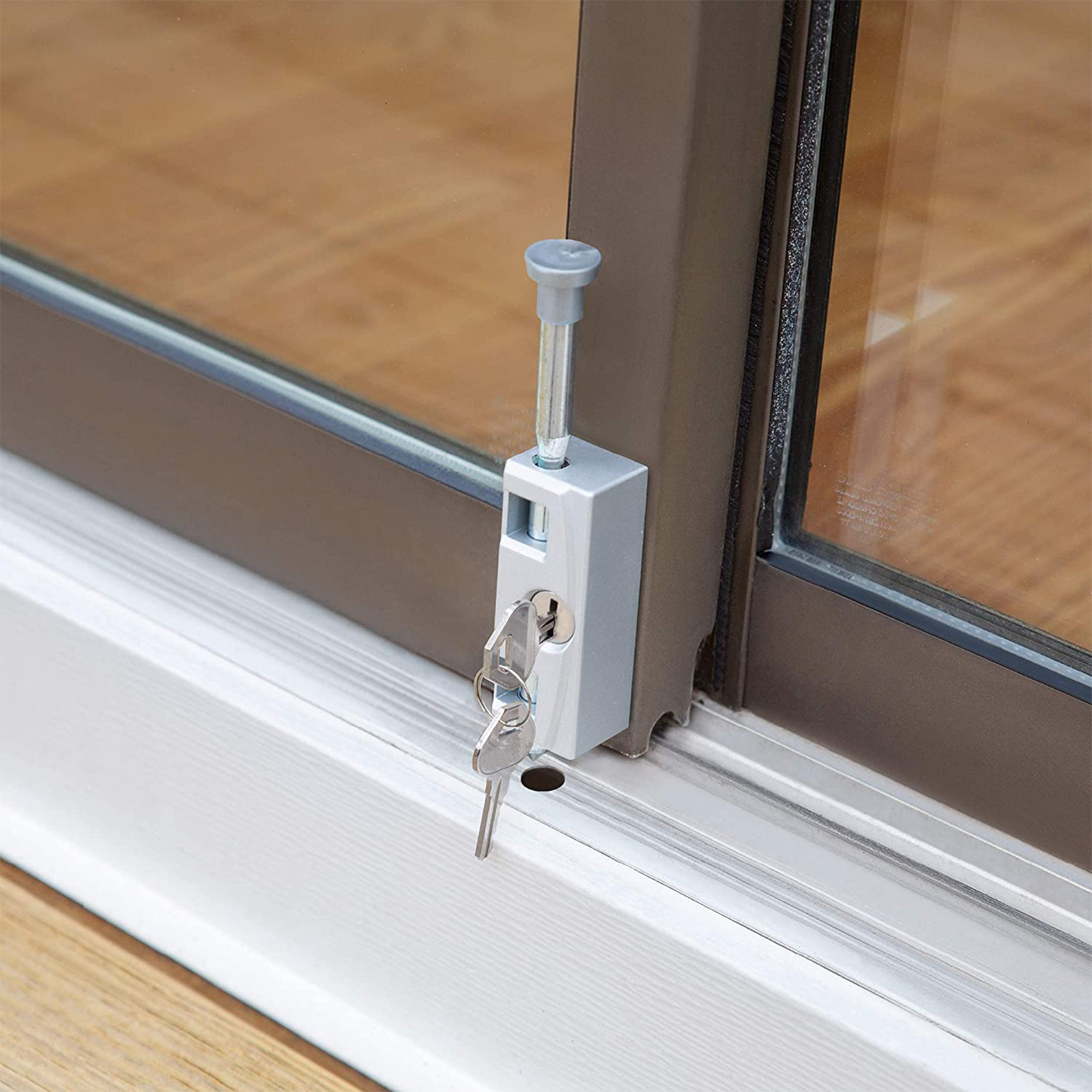 Keyed Sliding Glass Patio Door Foot Bolt Lock for Ventilation Purpose