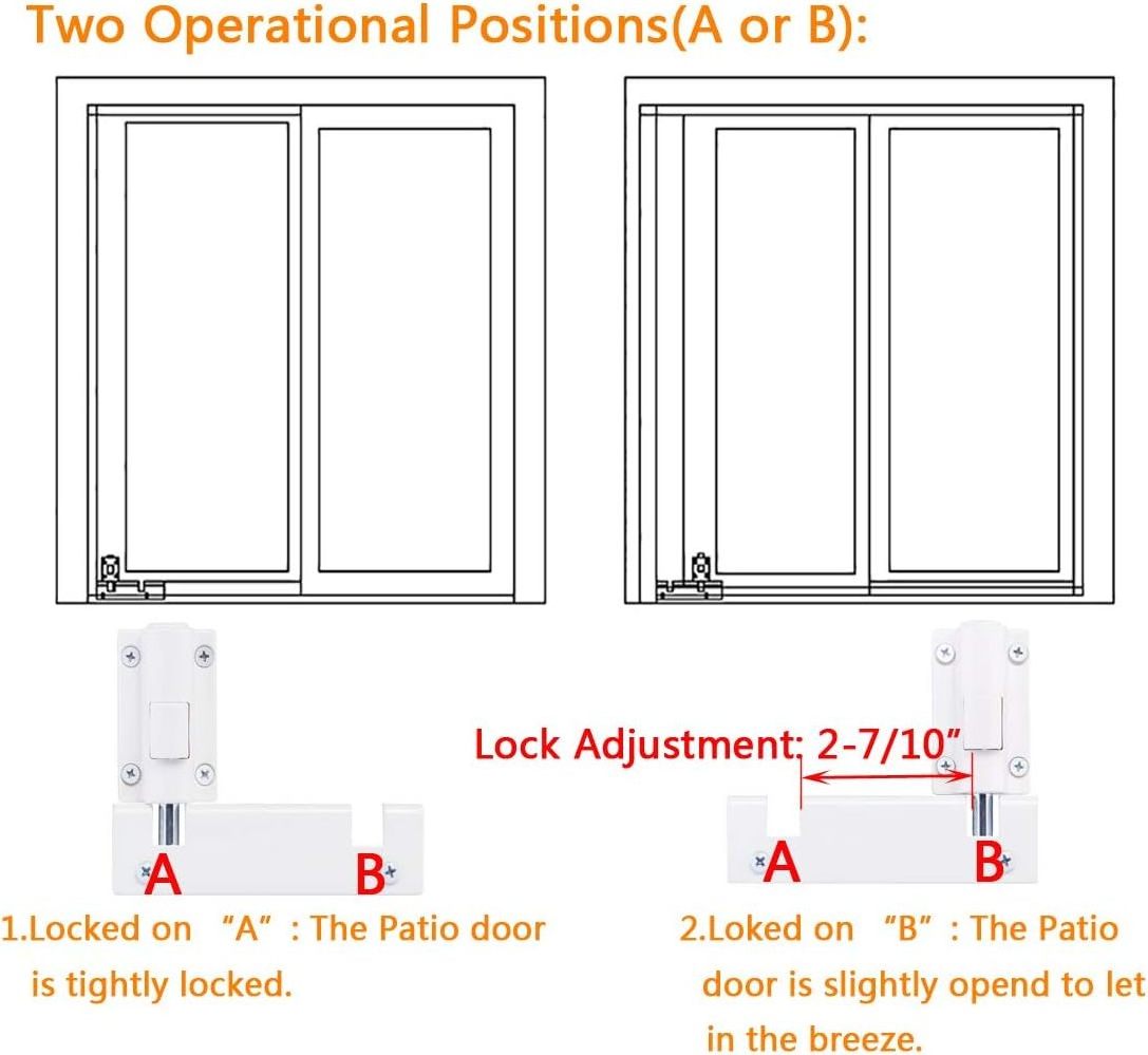 Patio Sliding Door Lock ,Childproof Foot Operated Guardian, Fits Top or Bottom Rail, Keep Your Family Safe and Secure