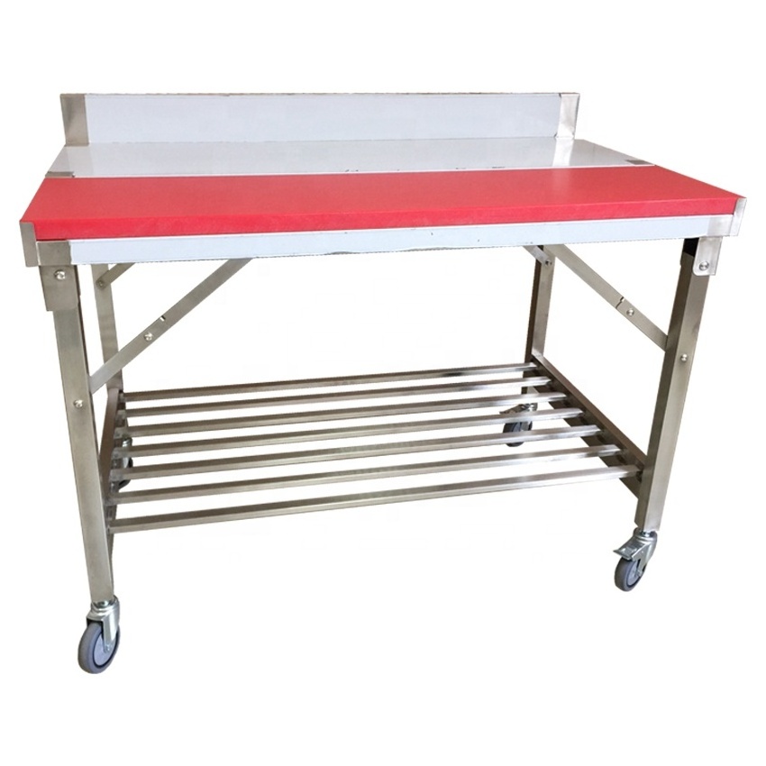 Commercial Working Table Maker Wholesale Stainless Steel Work Table With PE Board and Wheels