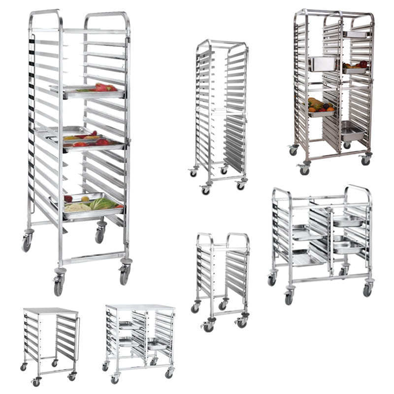 Hotel Restaurant Gn Pan Tray Trolley Commercial Bakery Tray Rack Trolley Hot Style Bakery Trolley