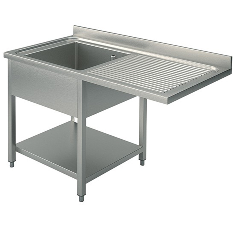 Stainless steel kitchen double basin sinks cabinet with workbench