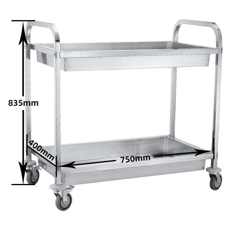 Custom Hotel Restaurant Equipment Supply Food Trolley Luxury Food Trolley Cart Stainless Steel Metal Durable Modern Kitchen Cart