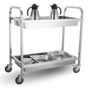 Custom Hotel Restaurant Equipment Supply Food Trolley Luxury Food Trolley Cart Stainless Steel Metal Durable Modern Kitchen Cart