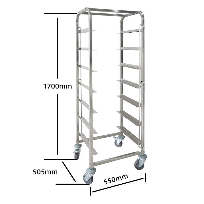 Stainless Steel Commercial Kitchen  7 tiers stackable 1/1 Gn pan rack trolley