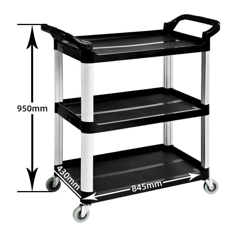 3-Tier Utility Cart Hotel Modern Plastic Service Trolleys Foldable High Quality Plastic Trolley Folding