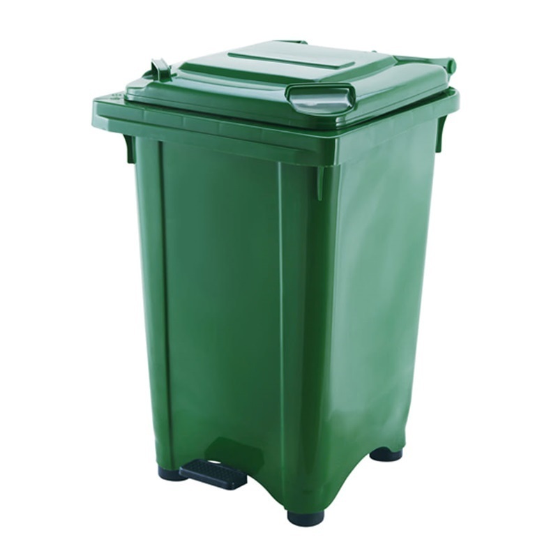 Plastic Pedal Refuse Bin Customized Logo Kitchen Storage Containers Waste Bin Kitchen Food for Recycling Outdoor Grass Green 60L