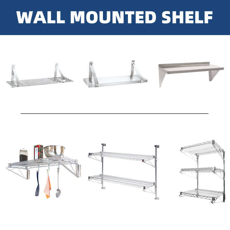 Metal Wall Shelf Wall Mounted Wall Mount Shelf Manufacturers Wholesale Stainless Steel Kitchen Carton Silver Customized Logo