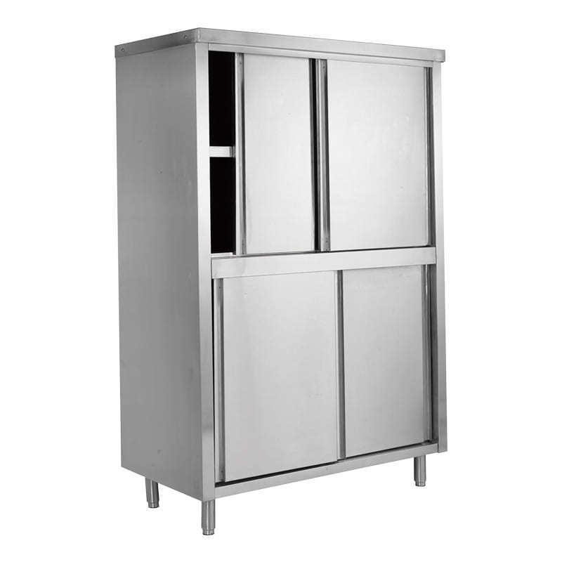 Stainless steel upright storage cabinet cupboard office counter with sliding doors