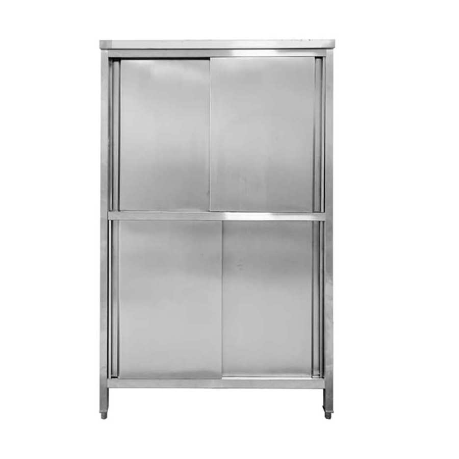 Stainless steel upright storage cabinet cupboard office counter with sliding doors