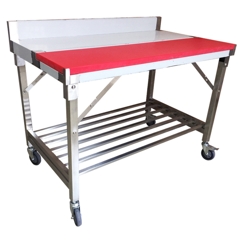 Commercial Working Table Maker Wholesale Stainless Steel Work Table With PE Board and Wheels