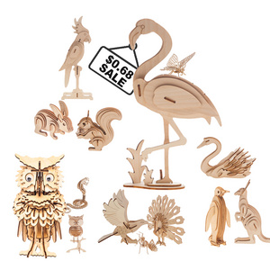 Promotional Factory Price Laser Cut 3D Toy Animals Puzzles Novelty Gifts and Wood Crafts Carvings Handicraft Products