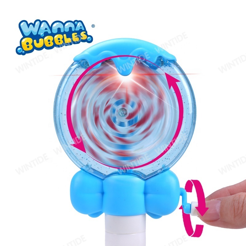 Summer Outdoor Maker Toys 30ml Rotating Light Up Lollipop Bubble Wand For Wedding Party Beach School Activities