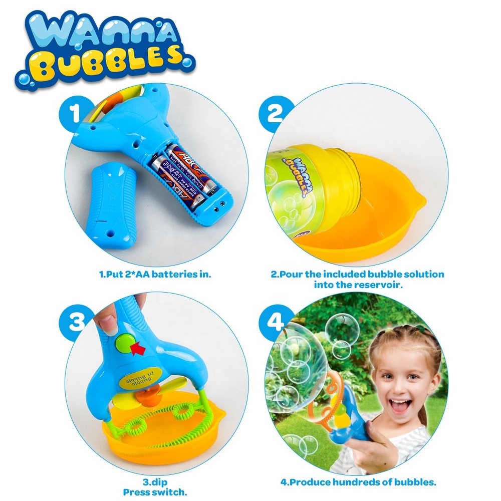 Bubbles in bubble shooter blower toys summer outdoor kids handheld battery operated automatic bubble gun with fan