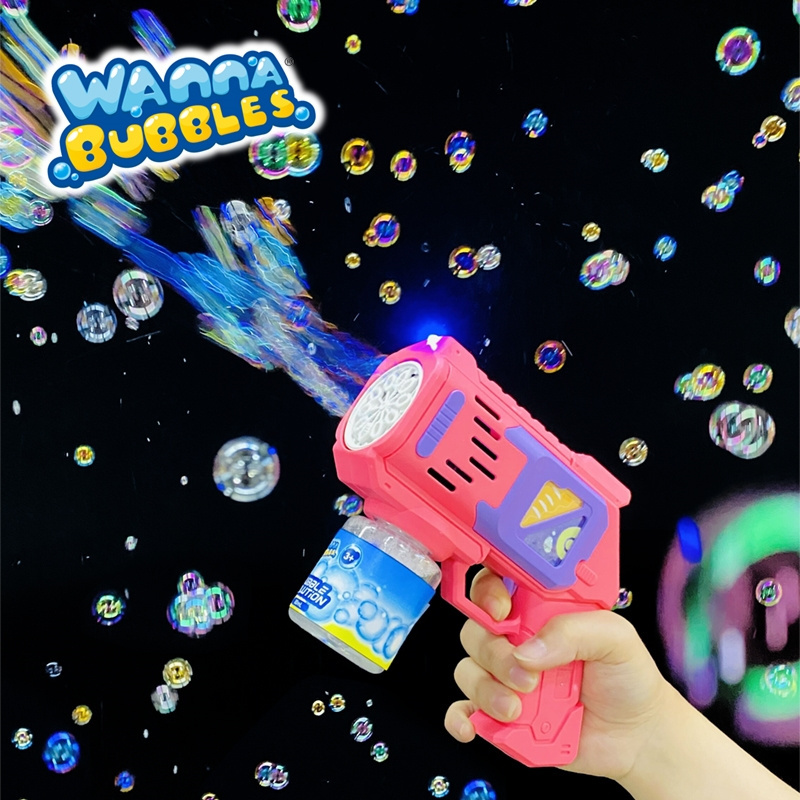 OEM Wholesale Unisex Outdoor Kids Toy Automatic Electric Light-Up PP Plastic Bubble Gun Blows Bubbles and Lights up