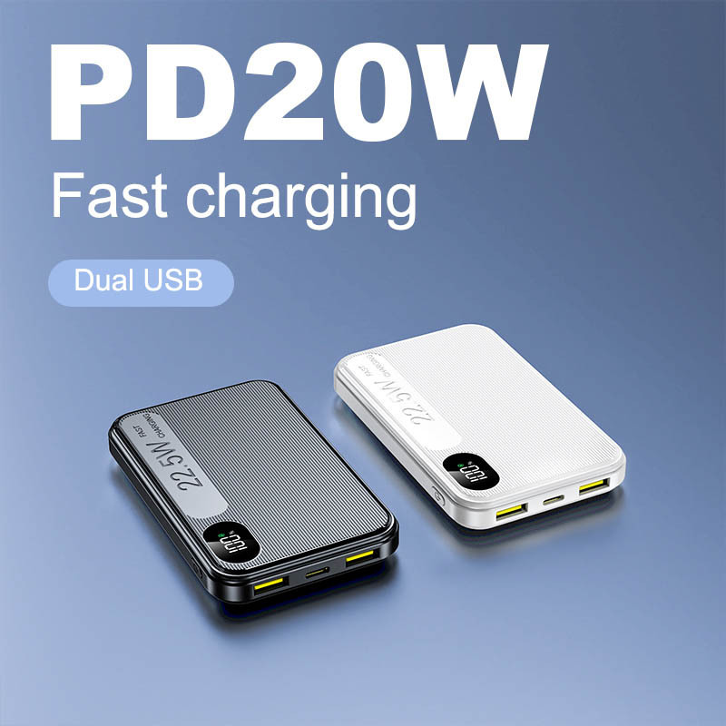 PD22.5W Digital Display Fast Charging Power Bank Ultra Slim Powerbanks Mini Power Bank 10000mah Super Fast Charging