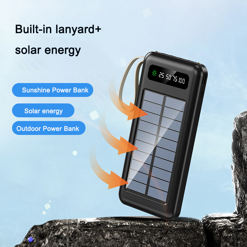 Factory Solar Power Bank 10000mah 20000mah Dual USB Li-Polymer Battery Charger Travel Solar Power Bank with LED Flashlight