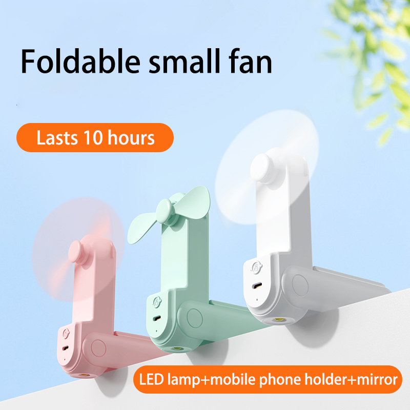 Handheld Mini Fan Flashlight Feature Portable USB Rechargeable Small Pocket Fan Battery Operated Hand Fan 3 in 1