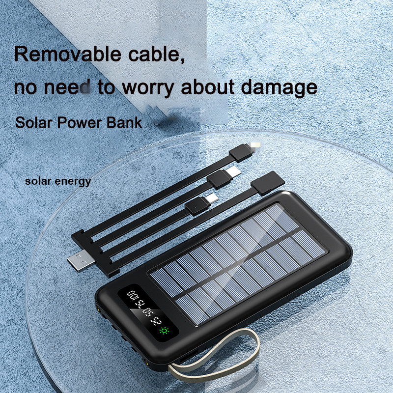 Factory Solar Power Bank 10000mah 20000mah Dual USB Li-Polymer Battery Charger Travel Solar Power Bank with LED Flashlight