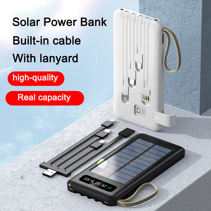 Factory Solar Power Bank 10000mah 20000mah Dual USB Li-Polymer Battery Charger Travel Solar Power Bank with LED Flashlight