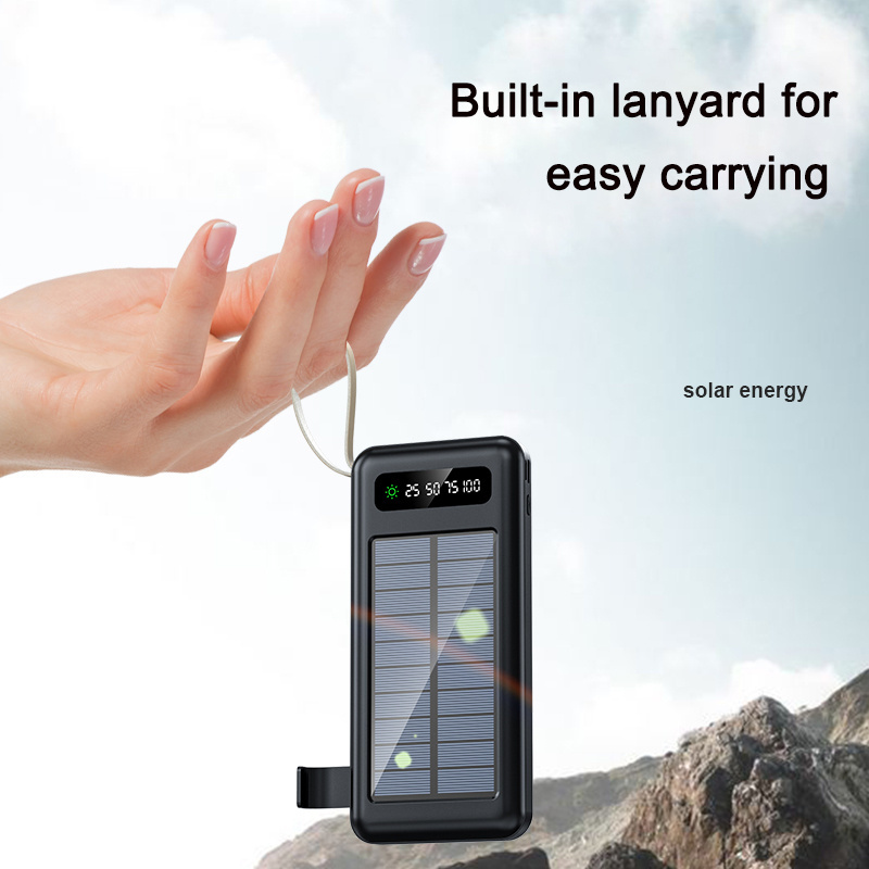 Factory Solar Power Bank 10000mah 20000mah Dual USB Li-Polymer Battery Charger Travel Solar Power Bank with LED Flashlight