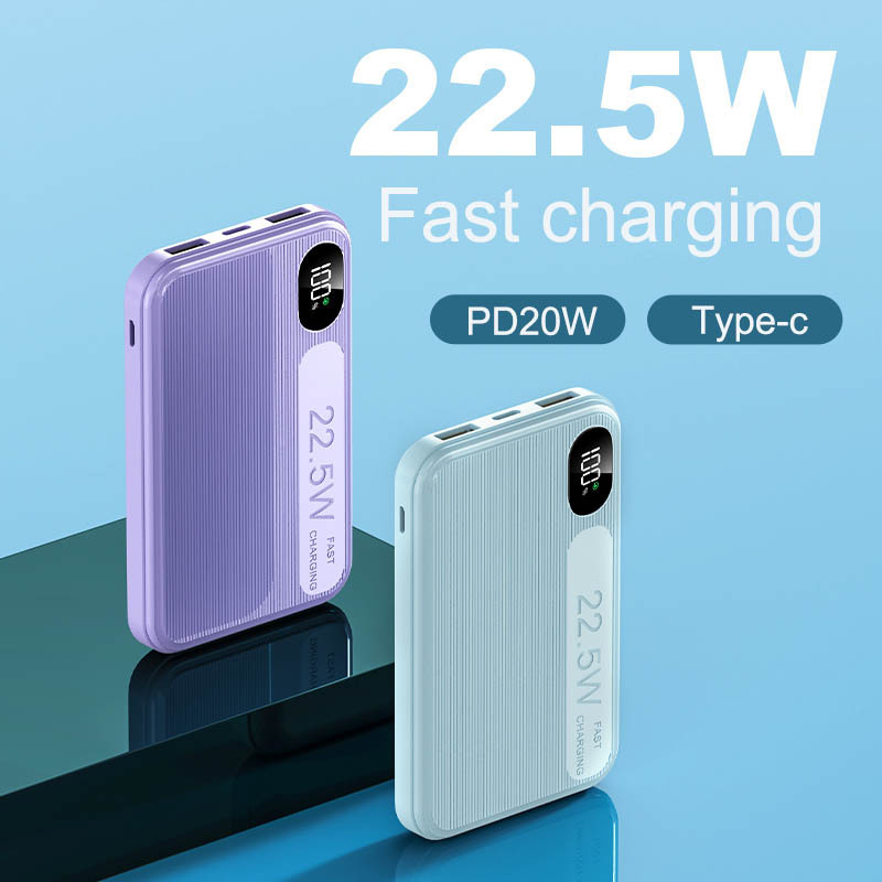 PD22.5W Digital Display Fast Charging Power Bank Ultra Slim Powerbanks Mini Power Bank 10000mah Super Fast Charging