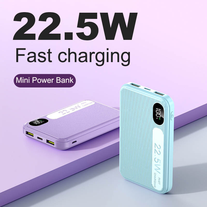 PD22.5W Digital Display Fast Charging Power Bank Ultra Slim Powerbanks Mini Power Bank 10000mah Super Fast Charging