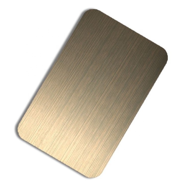 High Temperature Rose Gold Hairline Stainless Steel Sheet 0.5Mm Ss Plate Stamped Stainless Steel Decorative Etching Brass Sheet