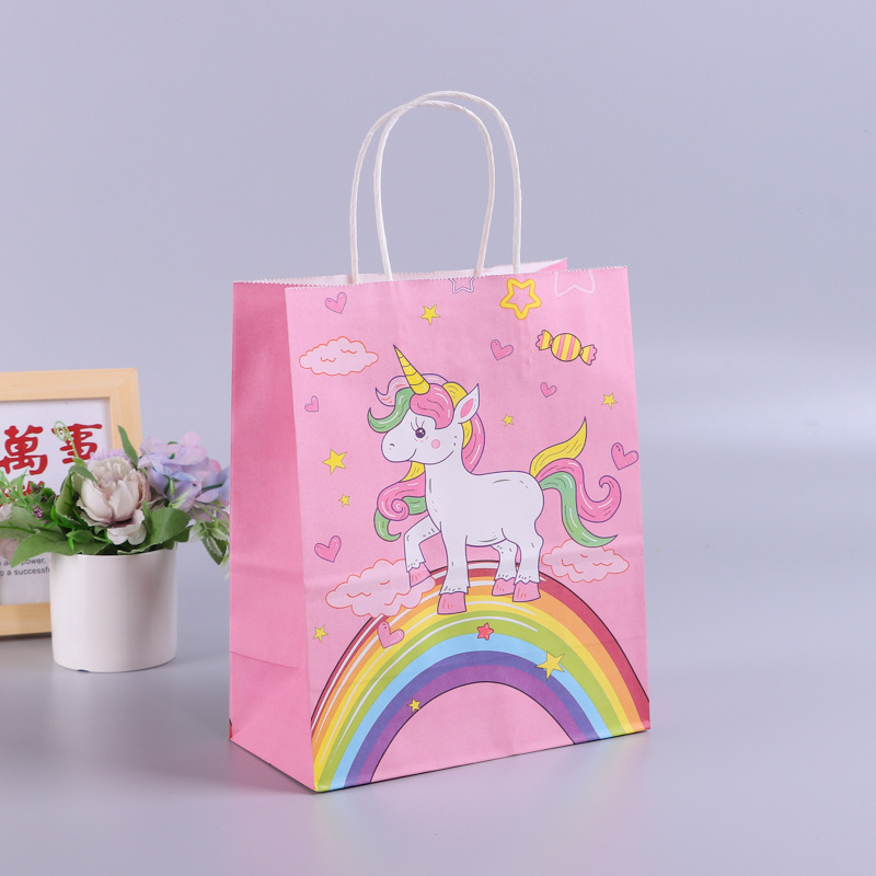 Unicorn Goodie Candy Treat Paper Gift Bags with Handles Unicorn Party Favor Bags For Kids Unicorn Birthday Party