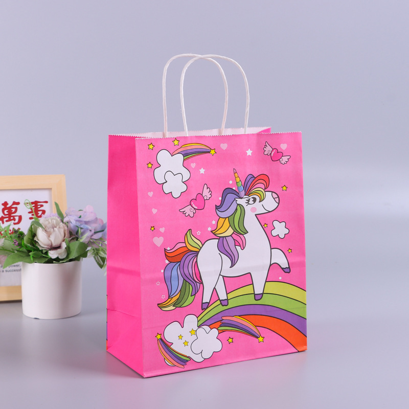 Unicorn Goodie Candy Treat Paper Gift Bags with Handles Unicorn Party Favor Bags For Kids Unicorn Birthday Party