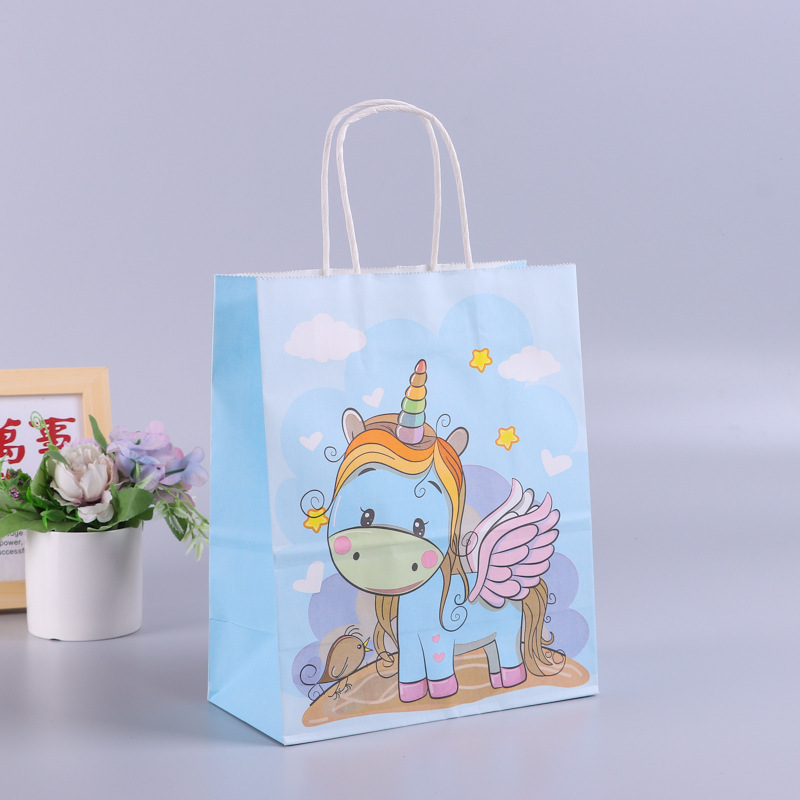 Unicorn Goodie Candy Treat Paper Gift Bags with Handles Unicorn Party Favor Bags For Kids Unicorn Birthday Party