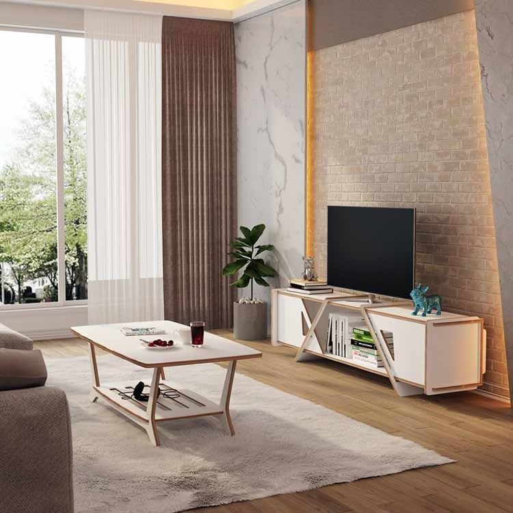 Tv Cabinet Stand Home Wooden Gold Storage Mobile Tv Units Modern Cabinet Home Furniture Wall Living Room Furniture 15-20 Days