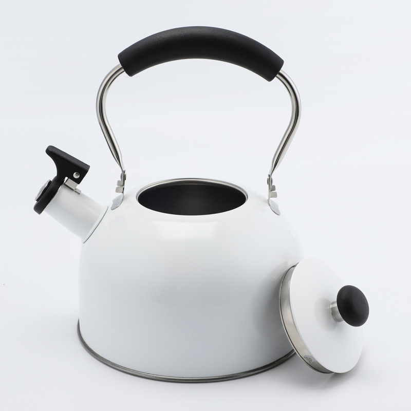 2.5L Color Painting White Kettle Whistling Tea Pot Stainless Steel Whistle Stove Top Kettle Black