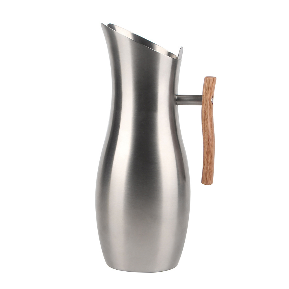 Hot Sell Factory Direct Stainless Steel Drinking Water Jug  Carafe Jug With Wooden Handle